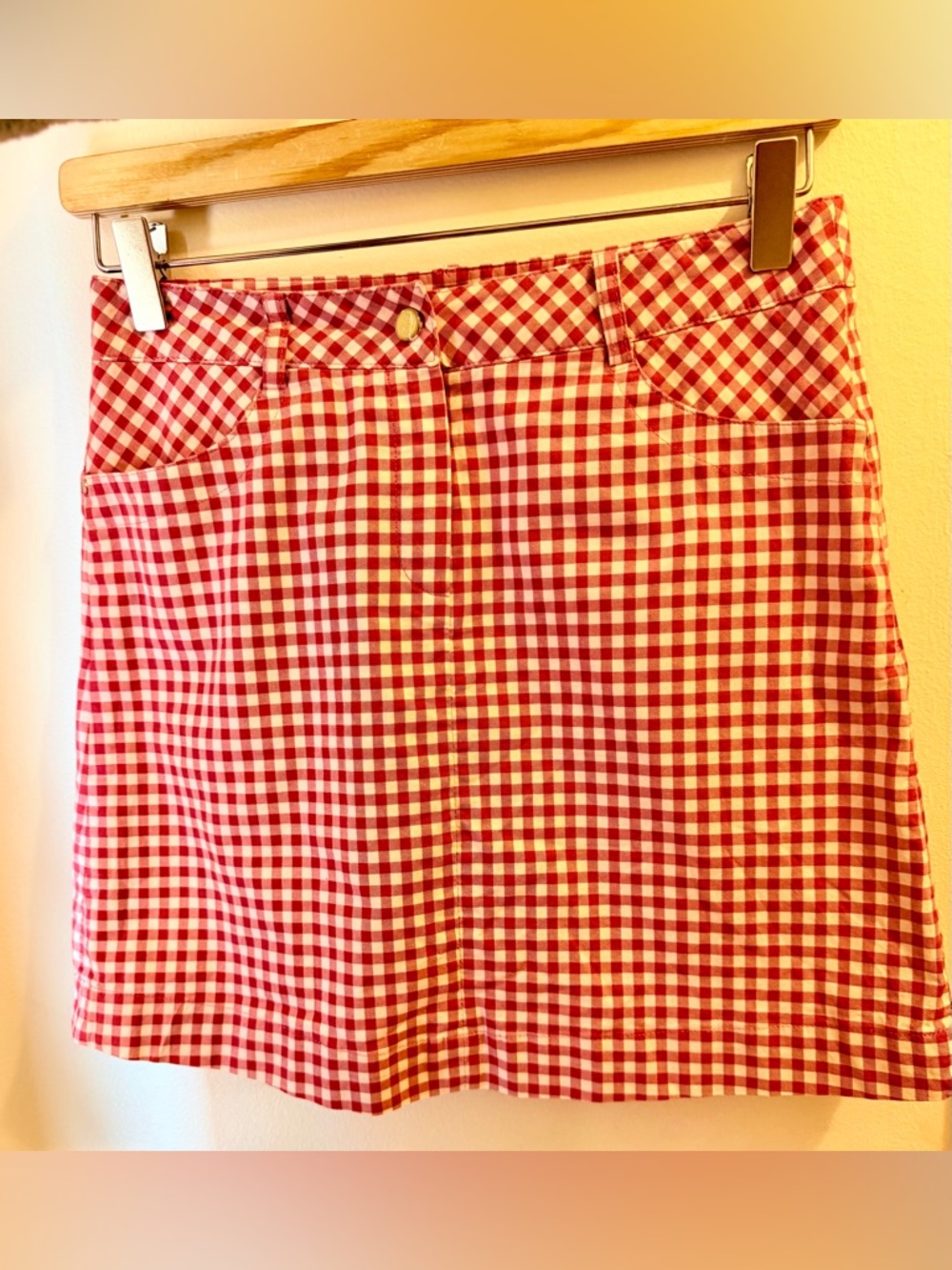 Zoy Golf Red Gingham Mini Skirt with Front Button